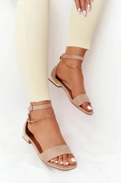 Damskie Buty damskie Vinceza Sandały Na Złotym Obcasie Vinceza 21-17119 Beżowe