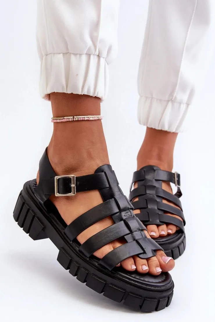 Best Boto Sandały Rzymianki Damskie Czarne Rosarose Czarny