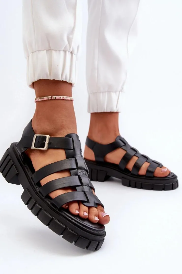 Best Boto Sandały Rzymianki Damskie Czarne Rosarose Czarny