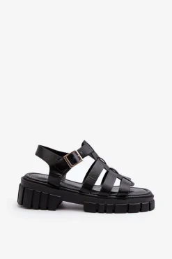 Best Boto Sandały Rzymianki Damskie Czarne Rosarose Czarny