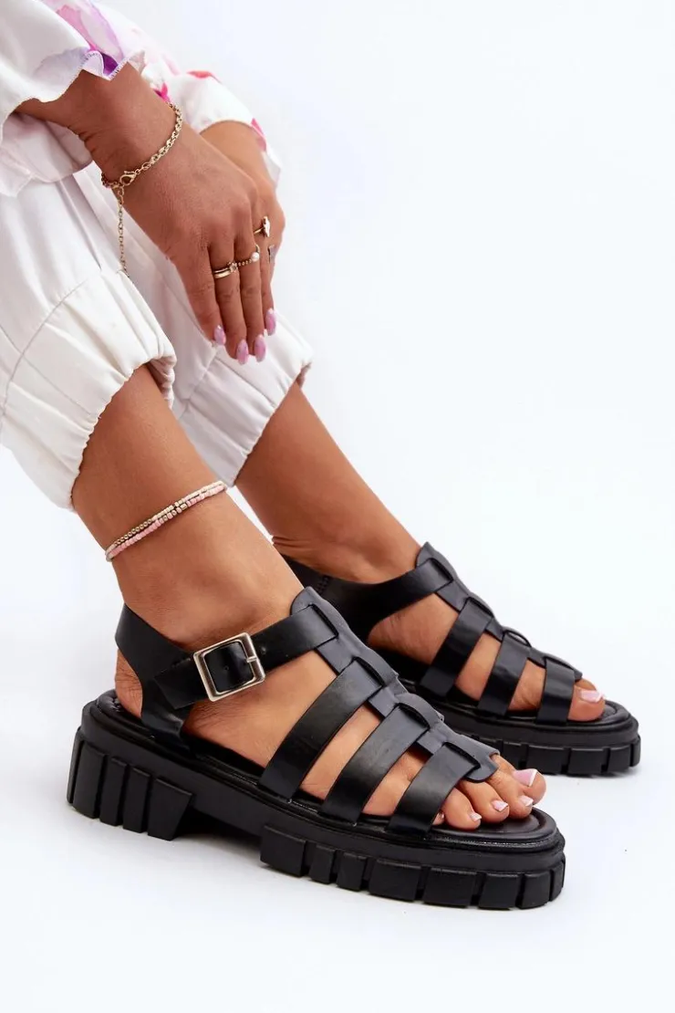 Best Boto Sandały Rzymianki Damskie Czarne Rosarose Czarny