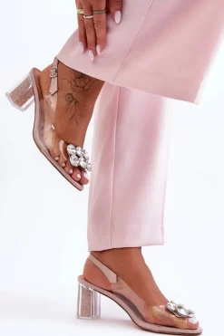 New Damskie buty S.Barski Sandały Transparentne Na Obcasie Różowe S.Barski MR1037-43