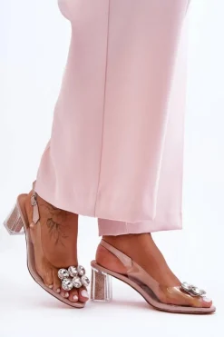 New Damskie buty S.Barski Sandały Transparentne Na Obcasie Różowe S.Barski MR1037-43