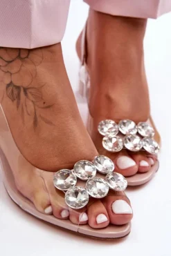 New Damskie buty S.Barski Sandały Transparentne Na Obcasie Różowe S.Barski MR1037-43