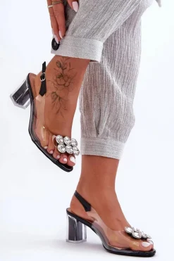 Damskie Damskie buty S.Barski Sandały Transparentne Na Obcasie Czarne S.Barski MR1037-43