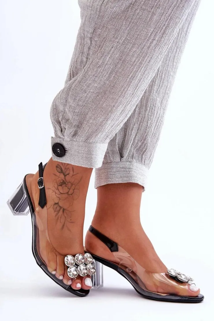 Damskie Damskie buty S.Barski Sandały Transparentne Na Obcasie Czarne S.Barski MR1037-43