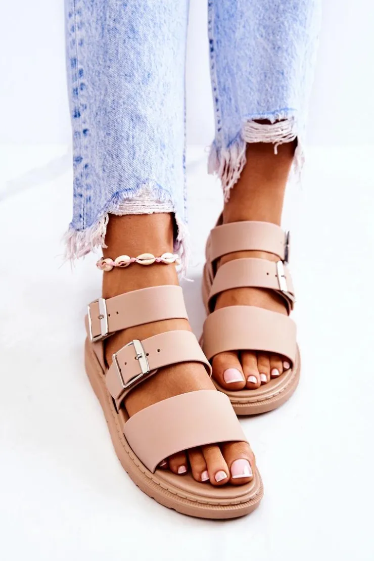 Discount Boto Sandały Z Klamrą Beżowe Reese