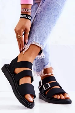 Boto Sandały Gumowe|Sandały Płaskie*Sandały Z Klamrą Czarne Reese