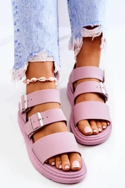 Damskie Boto Sandały Z Klamrą Fioletowe Reese