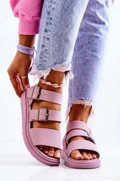 Damskie Boto Sandały Z Klamrą Fioletowe Reese