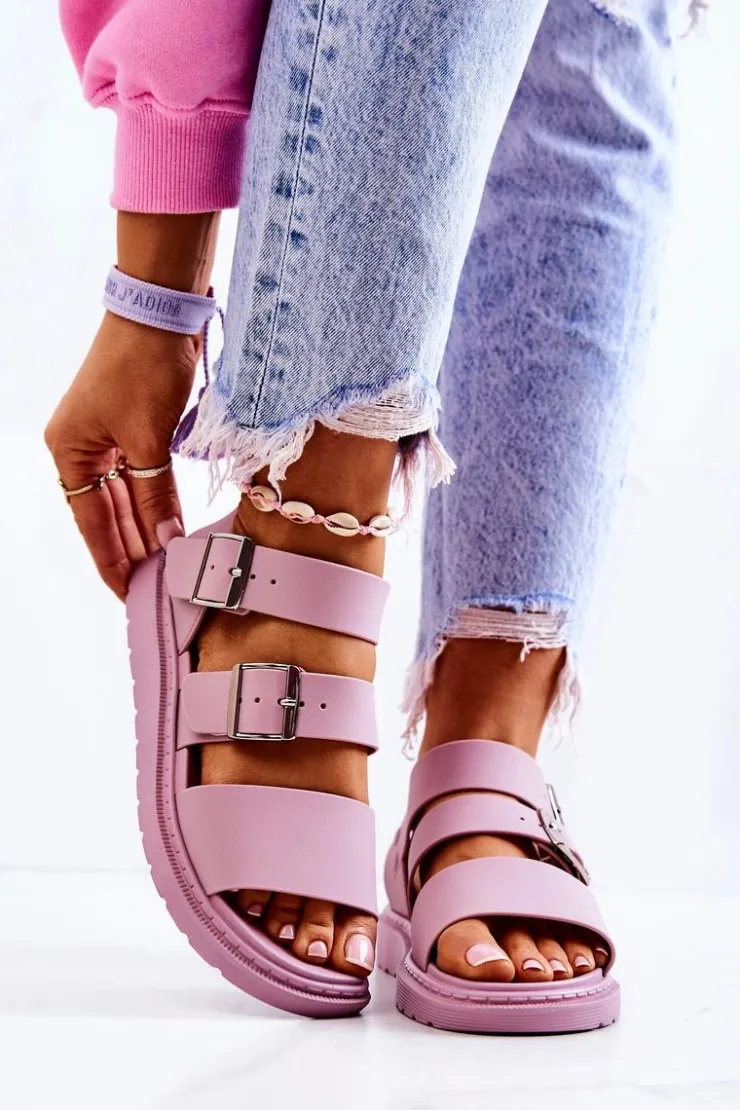 Damskie Boto Sandały Z Klamrą Fioletowe Reese