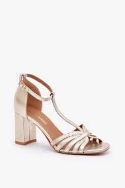 Online Laura Messi Sandały Z Naturalnej Skóry Na Słupku 2766