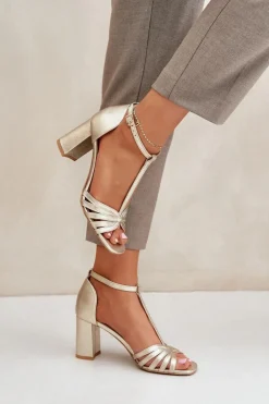 Online Laura Messi Sandały Z Naturalnej Skóry Na Słupku 2766