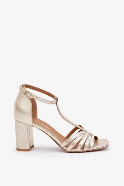 Online Laura Messi Sandały Z Naturalnej Skóry Na Słupku 2766