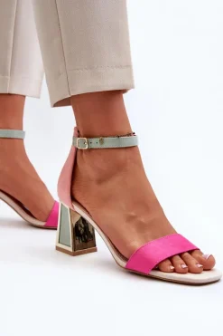 Hot Boto Sandały Zamszowe Na Słupku Fuksja Pholia