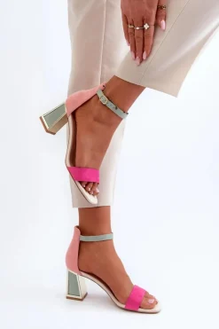 Hot Boto Sandały Zamszowe Na Słupku Fuksja Pholia