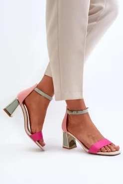 Hot Boto Sandały Zamszowe Na Słupku Fuksja Pholia