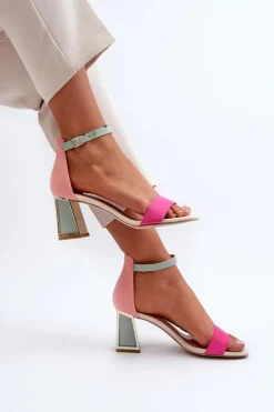 Hot Boto Sandały Zamszowe Na Słupku Fuksja Pholia