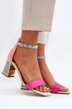 Hot Boto Sandały Zamszowe Na Słupku Fuksja Pholia