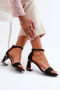 Boto Sandały Na Obcasie*Sandały Zamszowe Na Słupku Czarne Pholia