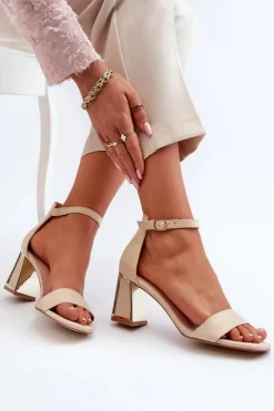 Boto Sandały Na Obcasie*Sandały Zamszowe Na Słupku Beżowe Pholia