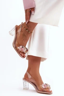 Damskie buty S.Barski Sandały Na Obcasie*Sandały Zdobione Na Obcasie Różowe S.Barski MR1037-16