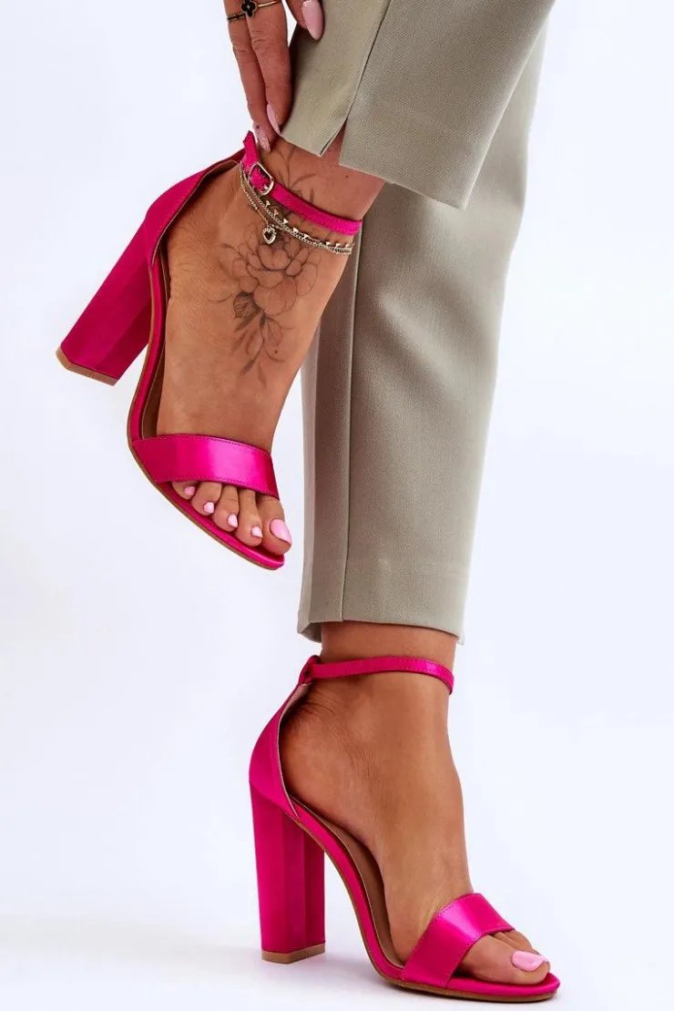 Damskie Boto Satynowe Sandały Na Obcasie Fuksja Linsy