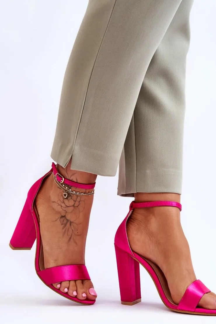 Damskie Boto Satynowe Sandały Na Obcasie Fuksja Linsy