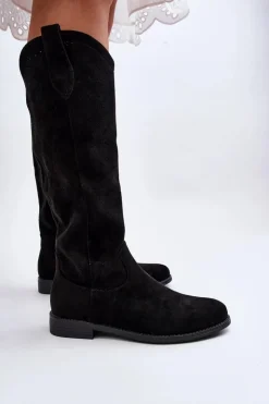 Damskie buty S.Barski Kozaki Wiosenne|Kozaki Ażurowe*S.Barski HY66-132 Kozaki Damskie Ażurowe Czarne Czarny