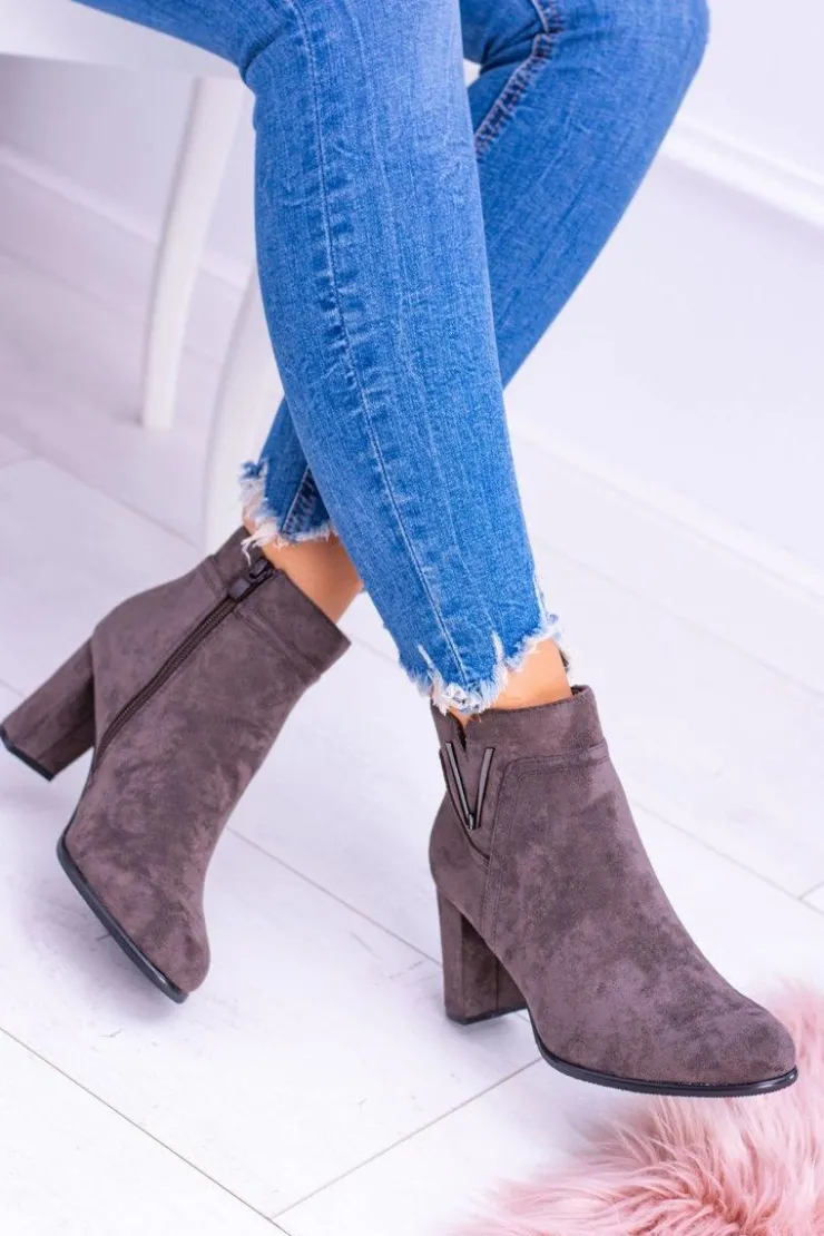 Damskie Buty Sergio Leone Sergio Leone Botki Na Słupku Coffe Zamsz Valentia