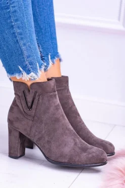 Damskie Buty Sergio Leone Sergio Leone Botki Na Słupku Coffe Zamsz Valentia