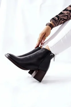 Damskie Buty Sergio Leone Sergio Leone Botki Na Słupku BT545 Czarne