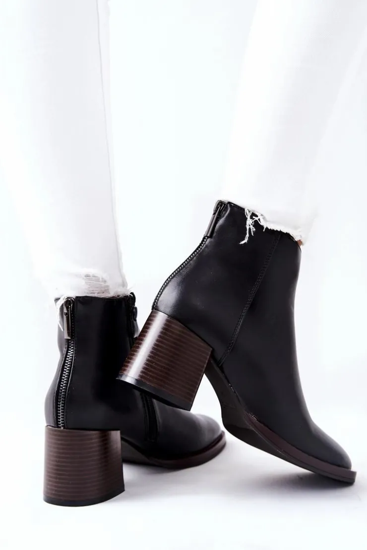 Damskie Buty Sergio Leone Sergio Leone Botki Na Słupku BT545 Czarne