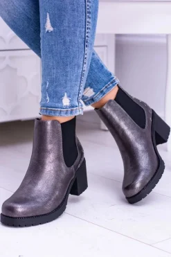 Buty Sergio Leone Botki Na Słupku|Czarne Botki*Sergio Leone Ciemnoszare Botki Na Słupku Megusto