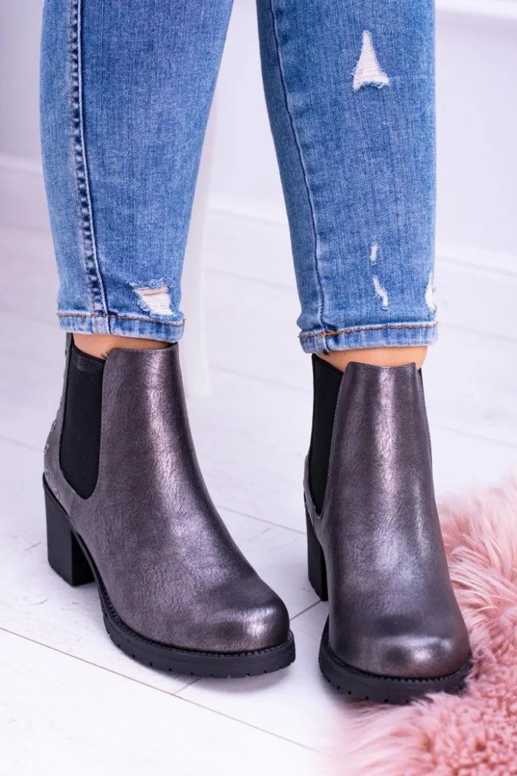 Buty Sergio Leone Botki Na Słupku|Czarne Botki*Sergio Leone Ciemnoszare Botki Na Słupku Megusto