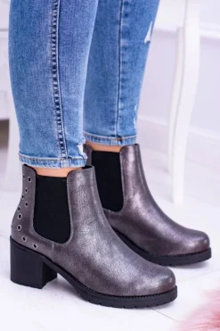 Buty Sergio Leone Botki Na Słupku|Czarne Botki*Sergio Leone Ciemnoszare Botki Na Słupku Megusto