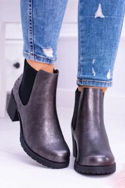 Buty Sergio Leone Botki Na Słupku|Czarne Botki*Sergio Leone Ciemnoszare Botki Na Słupku Megusto