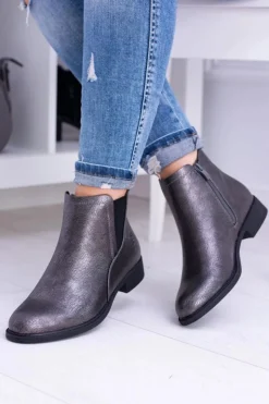 Discount Buty Sergio Leone Sergio Leone Ciemnoszare Botki Płaski Obcas Vuko