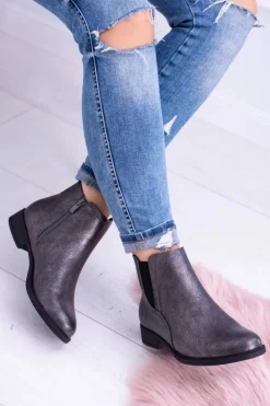 Discount Buty Sergio Leone Sergio Leone Ciemnoszare Botki Płaski Obcas Vuko