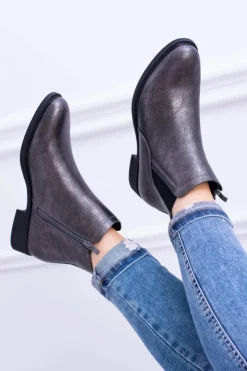 Discount Buty Sergio Leone Sergio Leone Ciemnoszare Botki Płaski Obcas Vuko