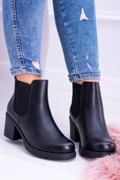 Outlet Buty Sergio Leone Sergio Leone Czarne Botki Na Słupku Tulso