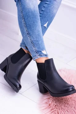 Outlet Buty Sergio Leone Sergio Leone Czarne Botki Na Słupku Tulso