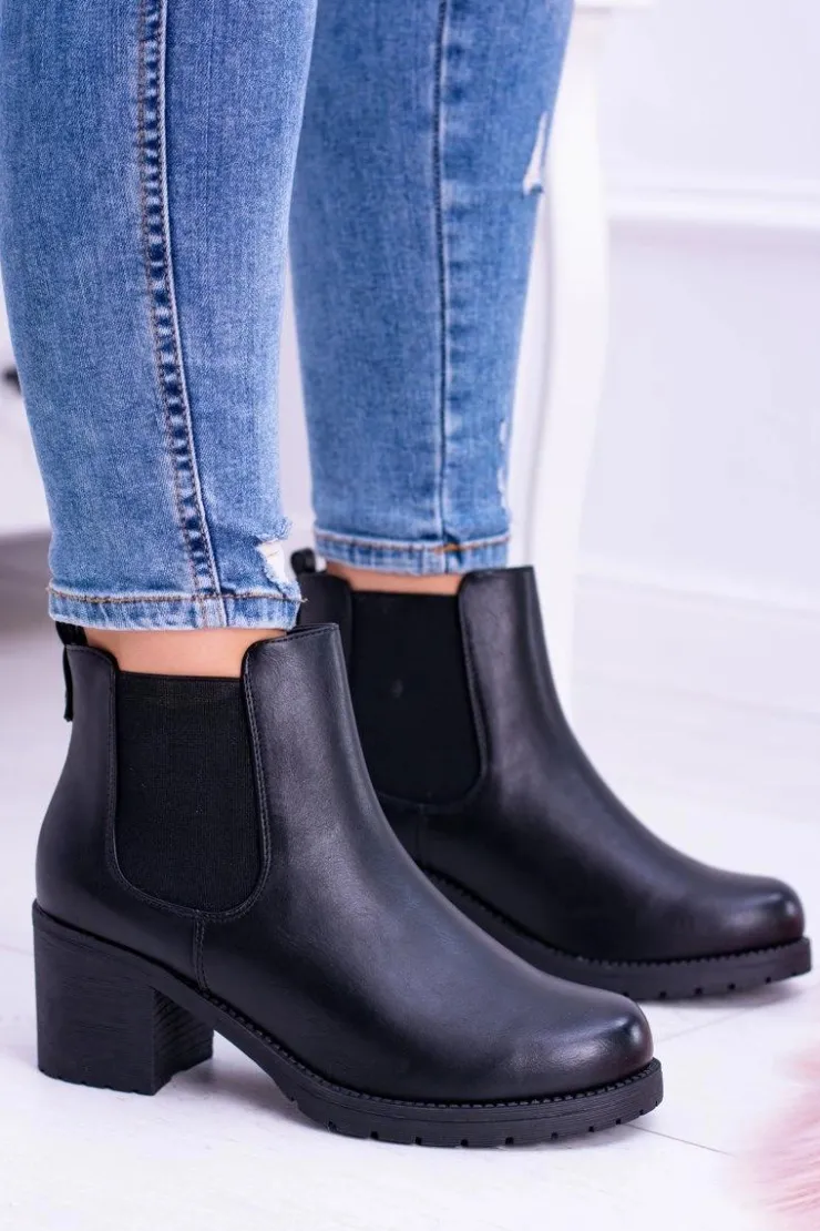 Outlet Buty Sergio Leone Sergio Leone Czarne Botki Na Słupku Tulso