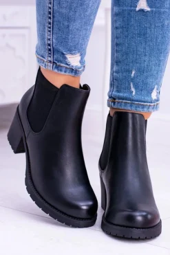 Outlet Buty Sergio Leone Sergio Leone Czarne Botki Na Słupku Tulso