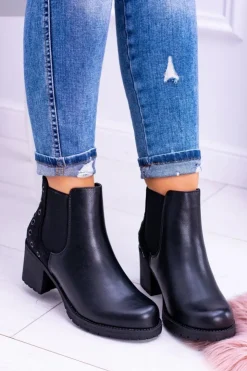 Best Buty Sergio Leone Sergio Leone Czarne Botki Na Słupku Megusto