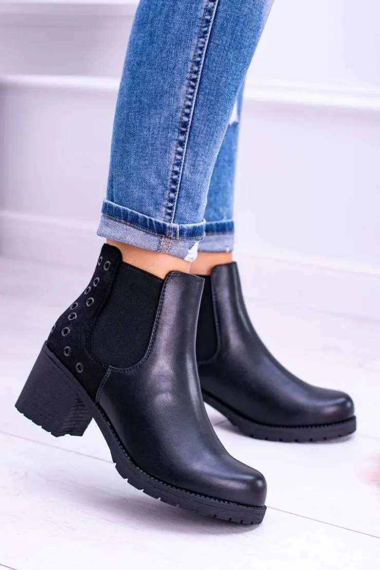 Best Buty Sergio Leone Sergio Leone Czarne Botki Na Słupku Megusto