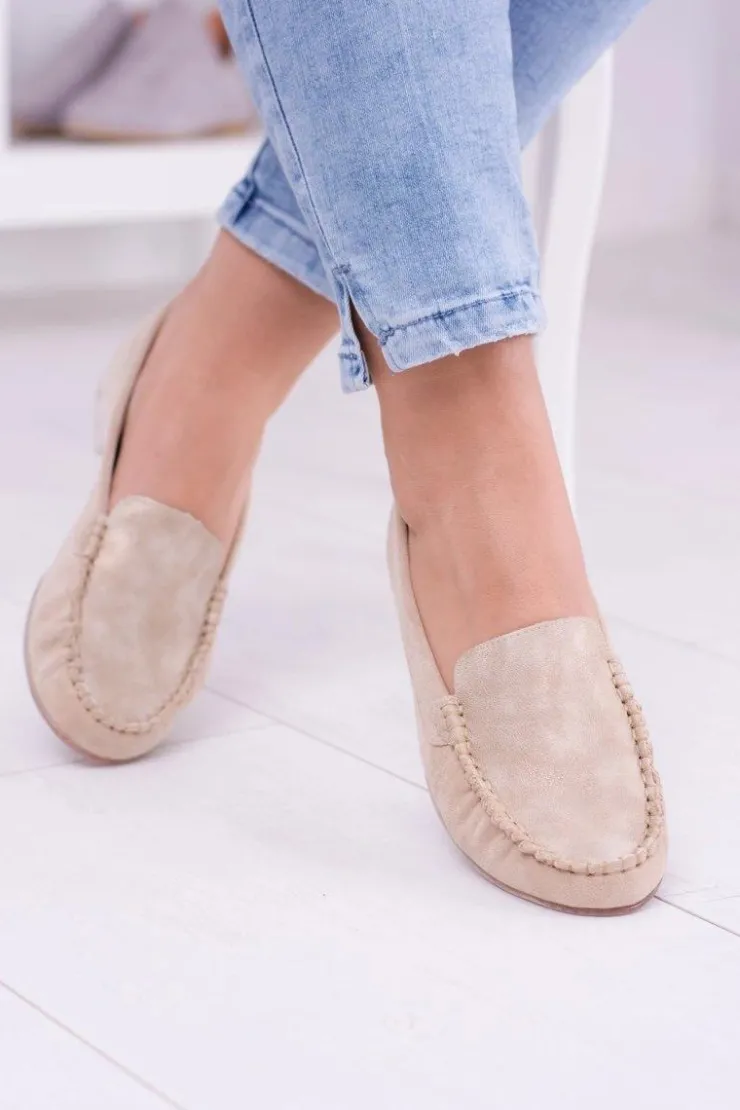 Damskie Buty Sergio Leone Sergio Leone Damskie Beżowe Mokasyny Winted