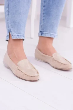 Damskie Buty Sergio Leone Sergio Leone Damskie Beżowe Mokasyny Winted