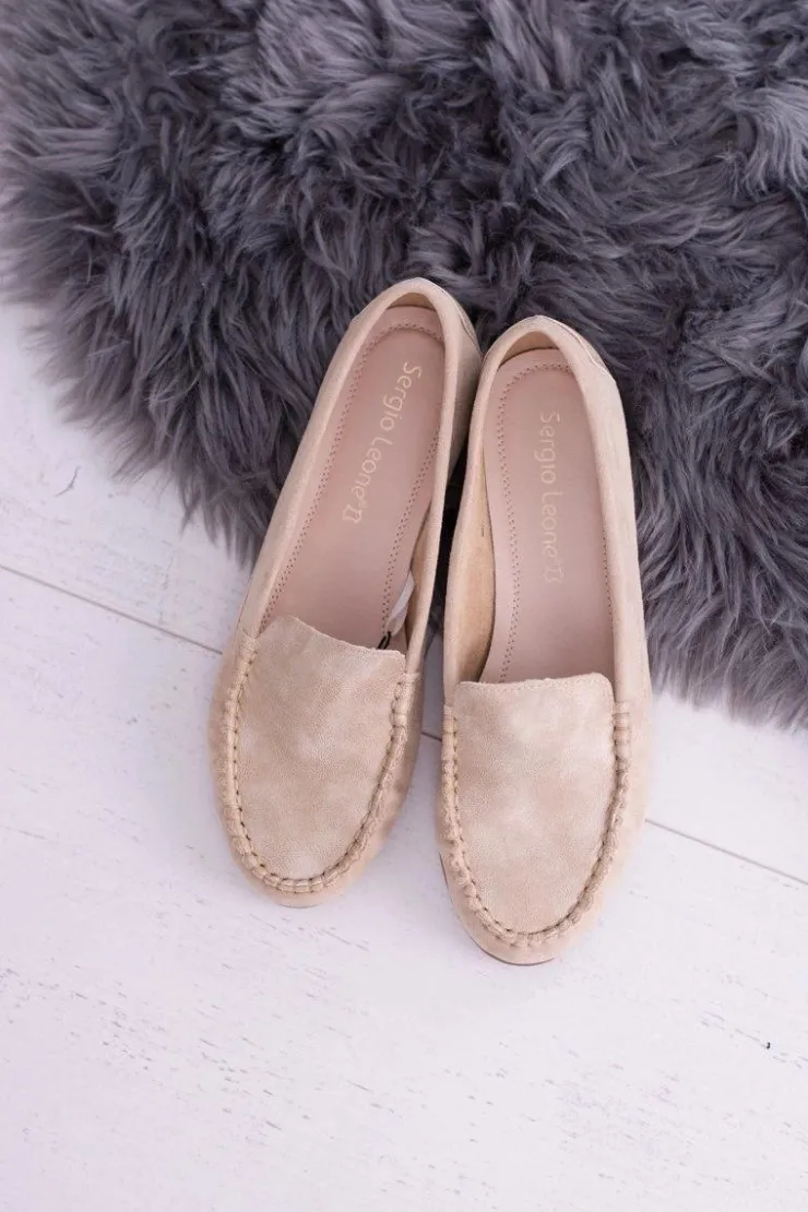 Damskie Buty Sergio Leone Sergio Leone Damskie Beżowe Mokasyny Winted