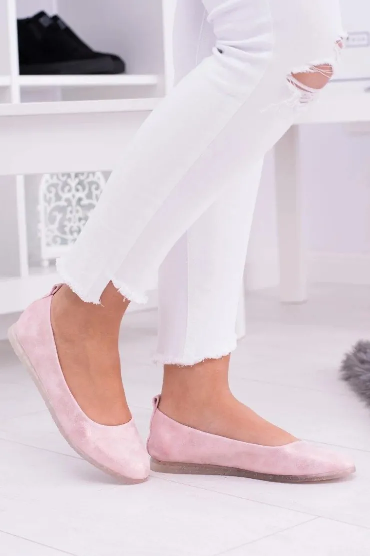 Damskie Buty Sergio Leone Sergio Leone Damskie Różowe Balerinki Makalu